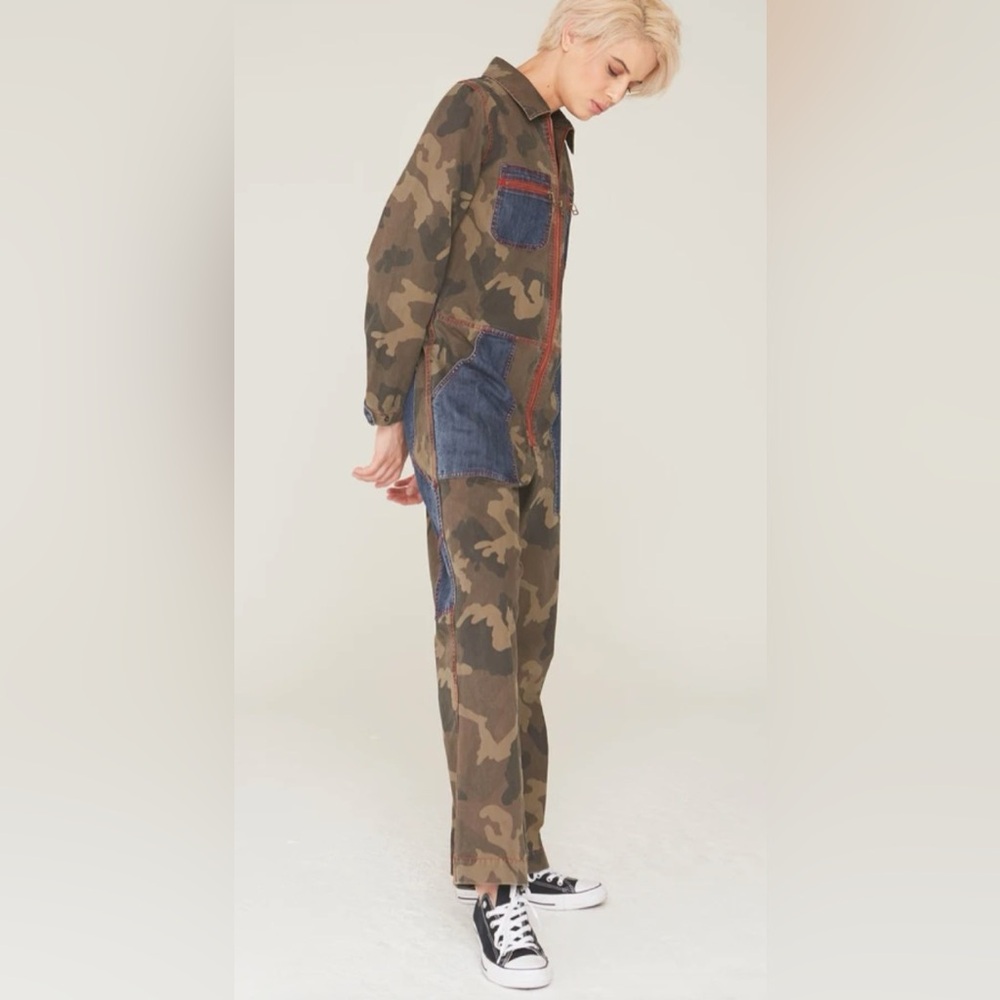 La Boheme Jonah Jumpsuit in Camouflage Twill Print NWT - Picture 2 of 4